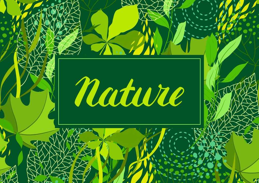 Background of stylized green leaves for greeting cards. Nature illustration.. Background of stylized green leaves for greeting cards.