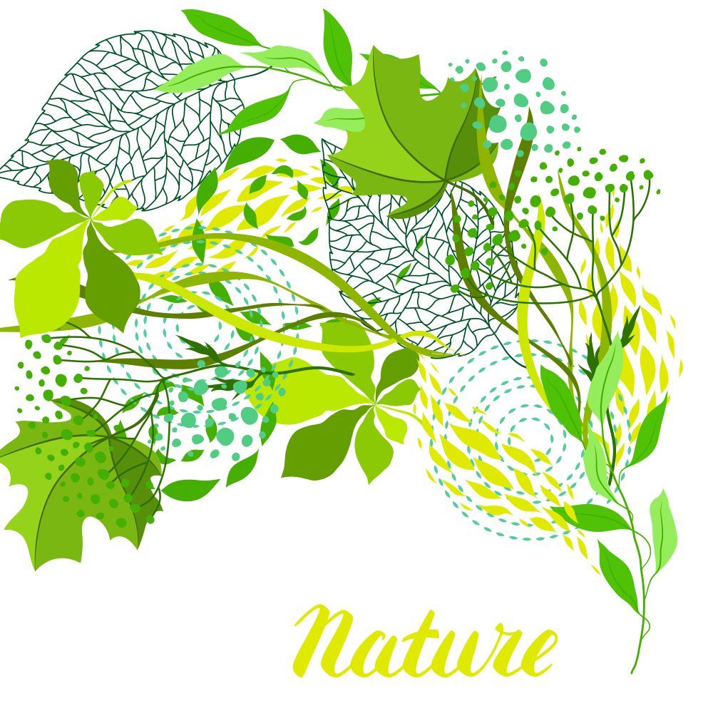 Background of stylized green leaves. Nature illustration.. Background of stylized green leaves.