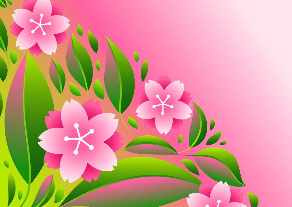 Background with sakura or cherry blossom. Floral japanese ornament of blooming flowers and leaves.. Background with sakura or cherry blossom.