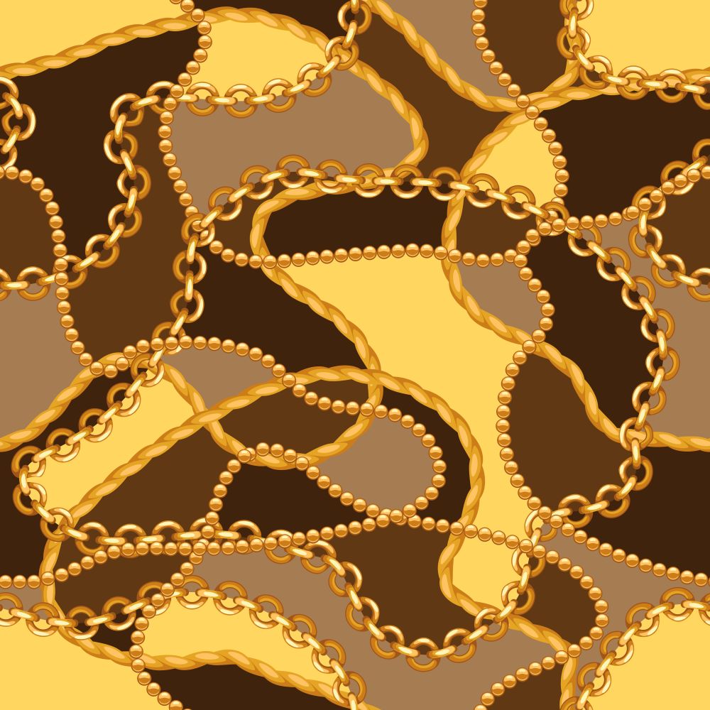 Seamless pattern with golden chains. Vintage luxury precious background.. Seamless pattern with golden chains.
