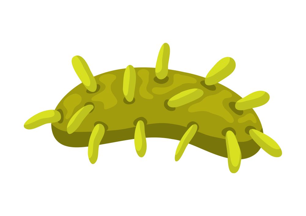 Icon green bacterium. Illustration solated on white background.. Icon green bacterium.