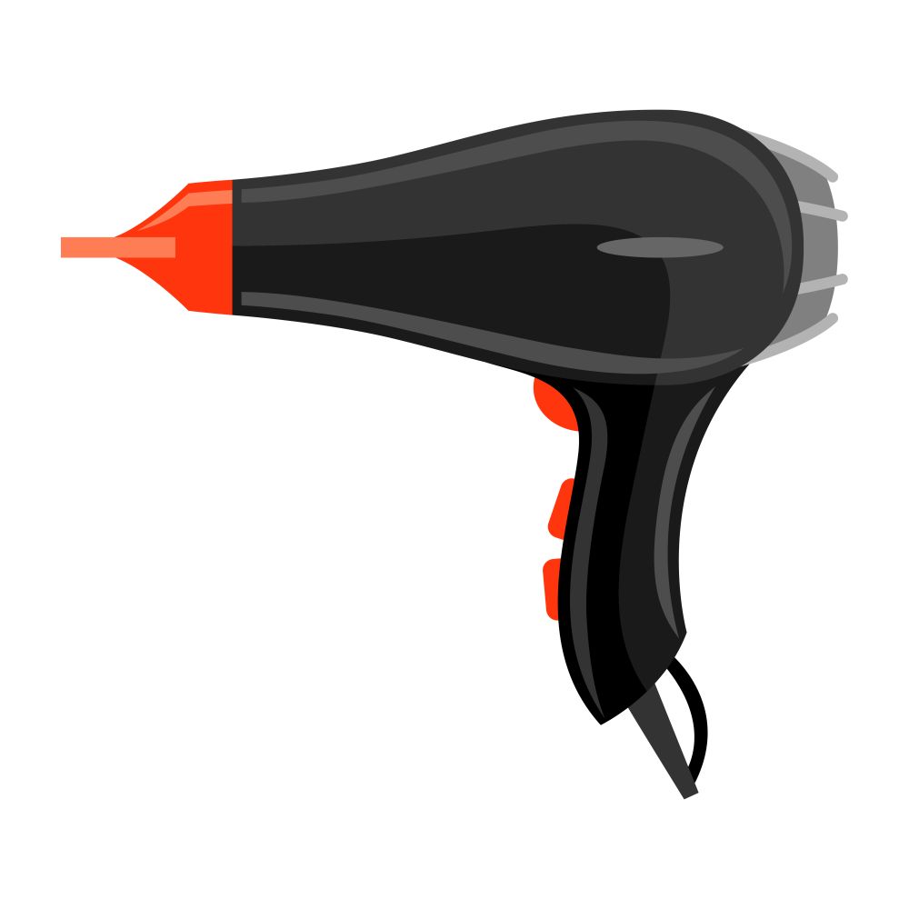 Icon of hairdryer. Home appliance flat illustration.. Icon of hairdryer.