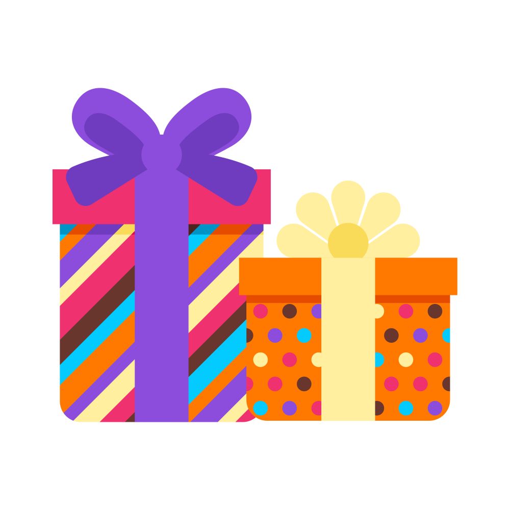 Happy Birthday gift boxes. Festive icon or illustration.. Happy Birthday gift boxes.