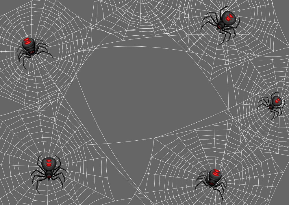 Background with black widow spiders. Banner for Halloween holiday.. Background with black widow spiders.
