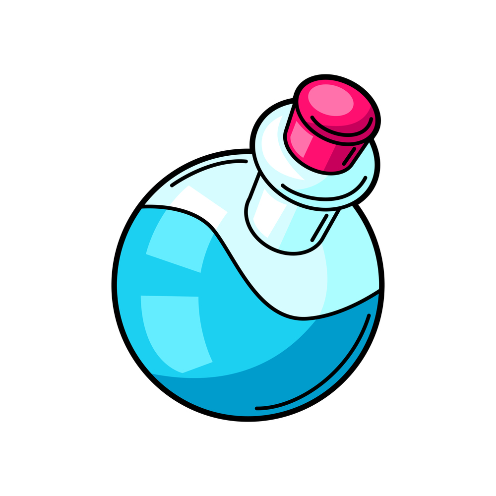Illustration of potion. Gaming creative illustration. Trendy symbol in modern cartoon style.. Illustration of potion.