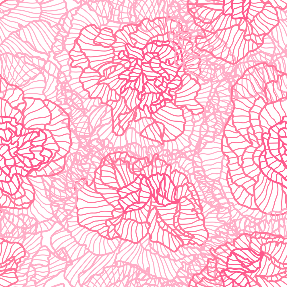 Seamless pattern with linear roses. Beautiful decorative stylized summer flowers.. Seamless pattern with linear roses.