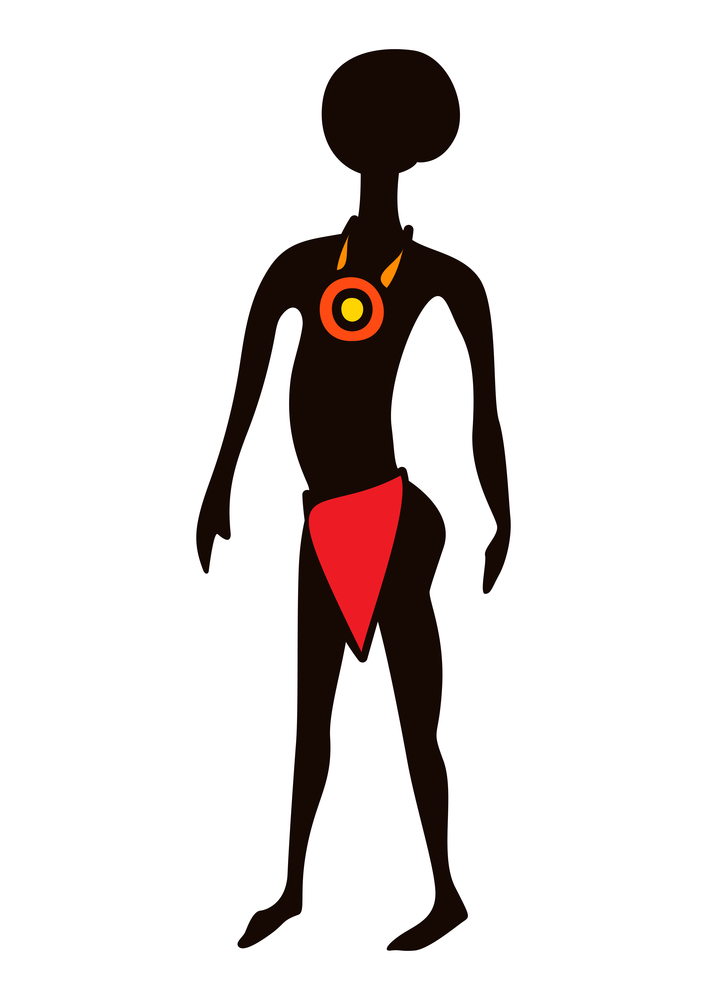 Illustration of stylized African child. Boy in tribal national clothes.. Illustration of stylized African child.