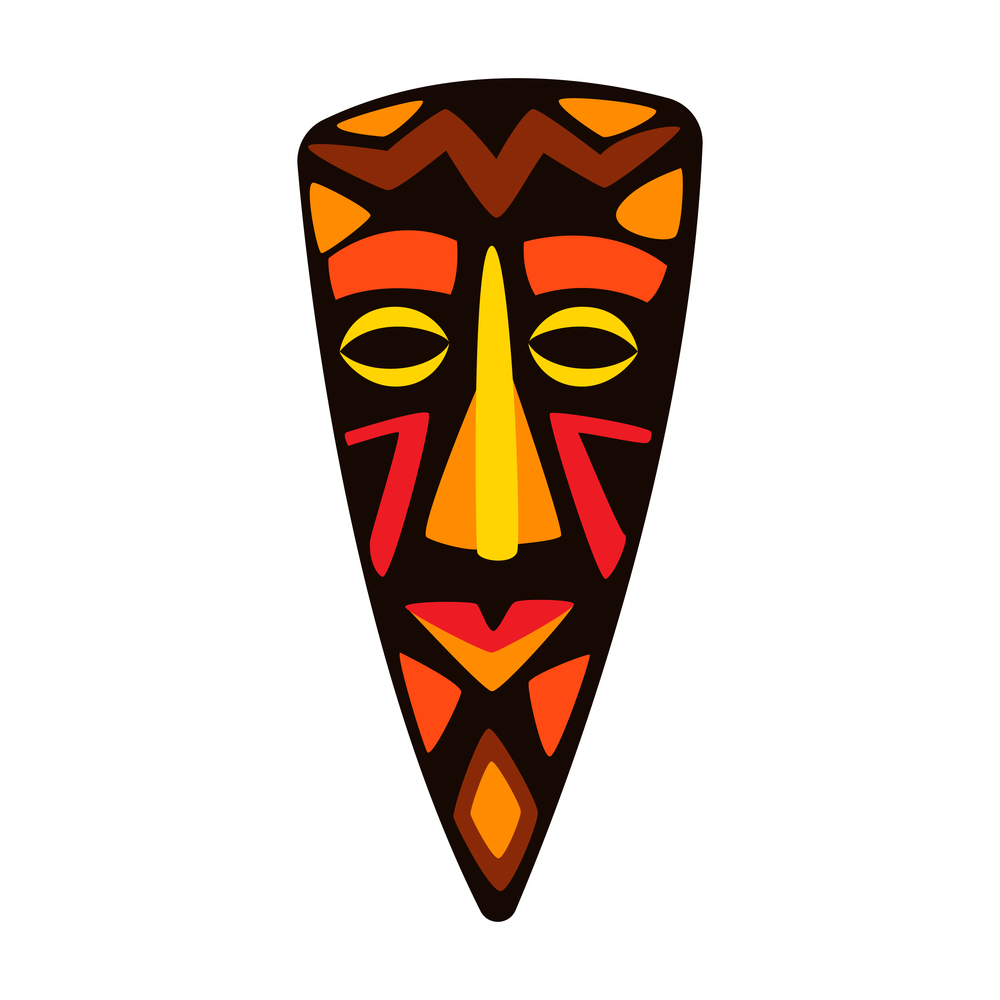 Illustration of stylized African mask. Tribal national ornament and decoration.. Illustration of stylized African mask.