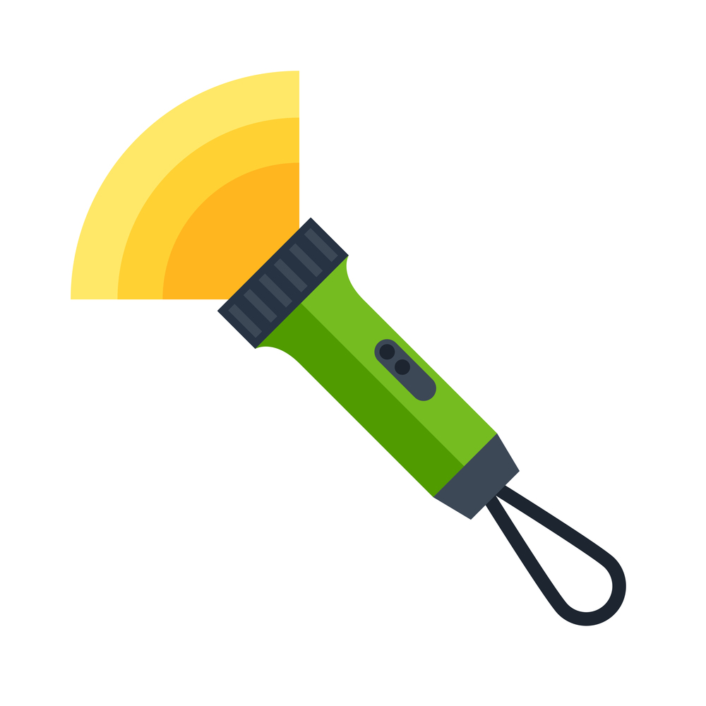Illustration of flashlight. Image or icon for camping or tourism and travel.. Illustration of flashlight. Image or icon for tourism and travel.