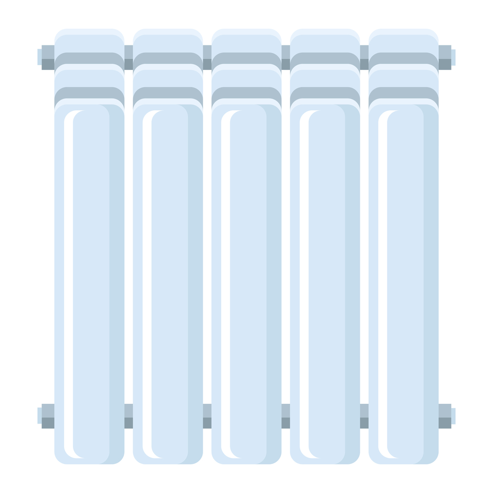 Illustration of radiator in house. Adversting icon or image for industry and shops.. Illustration of radiator in house. Adversting icon or image for industry.