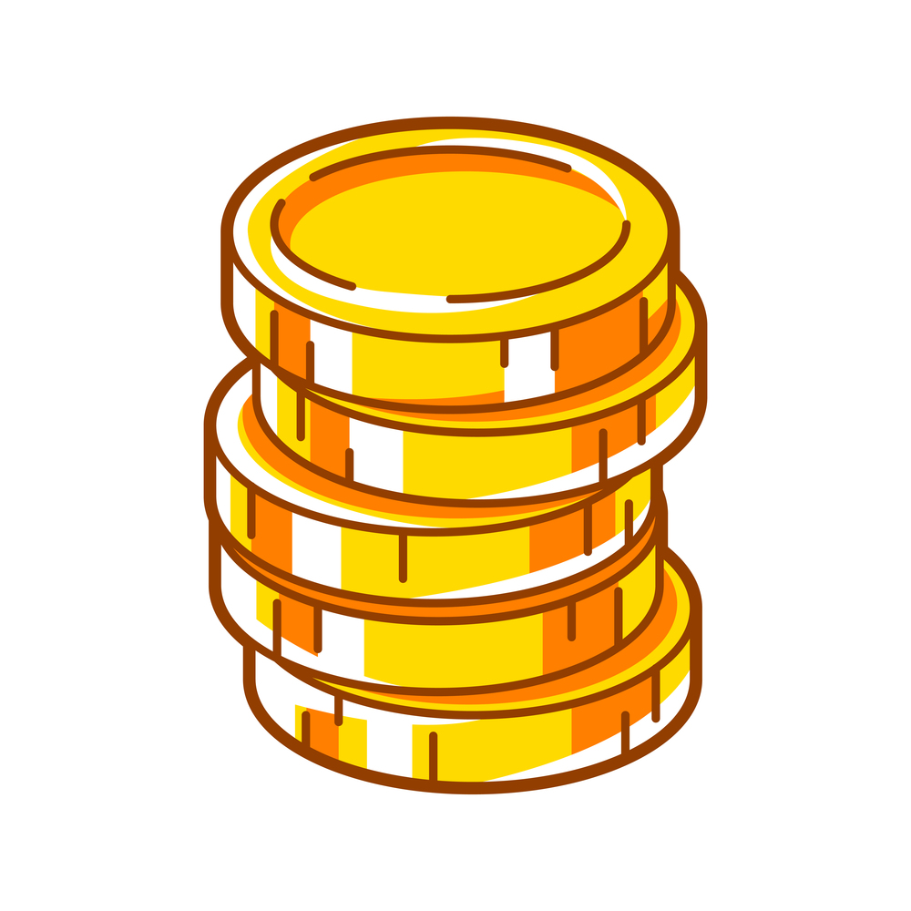 Illustration of gold coins stack. Banking and finance icon. Economy and commerce stylized image.. Illustration of gold coins stack. Banking and finance icon.