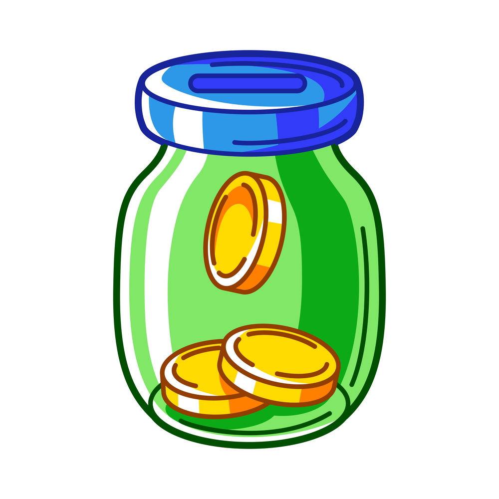 Illustration of bank with coins. Banking and finance icon. Economy and commerce stylized image.. Illustration of bank with coins. Banking and finance icon.