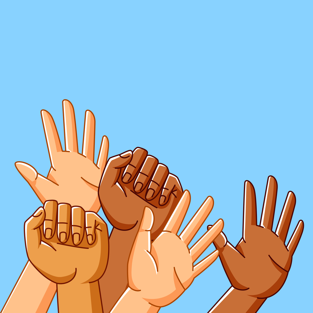 Illustration of hands with banner. Picket sign or protest placard with wooden stick on demonstration or protest. People holding blank demonstration poster.. Illustration of hands with banner. Picket sign or protest placard with wooden stick on demonstration or protest.