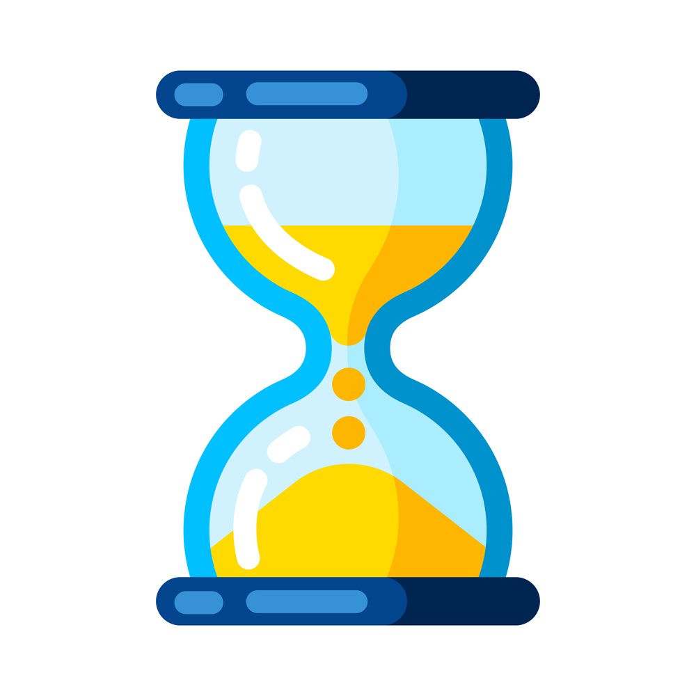 Illustration of sandglass clock. Stylized icon for design and applications.. Illustration of sandglass clock. Stylized icon for design.
