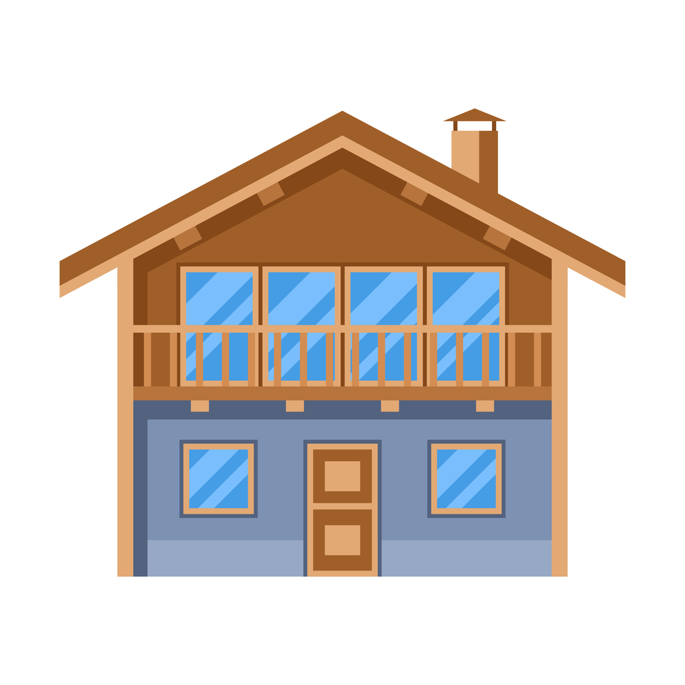 Illustration of wooden chalet house. Adversting icon or image for travel industry and business.. Illustration of wooden chalet house. Adversting icon for travel industry and business.
