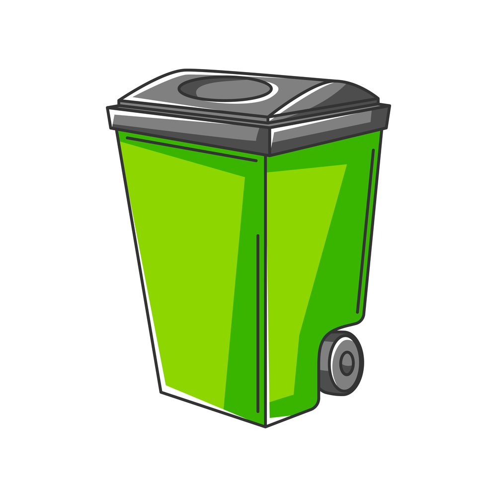 Illustration of trash can. Ecology icon or image for environment protection.. Illustration of trash can. Ecology icon for environment protection.