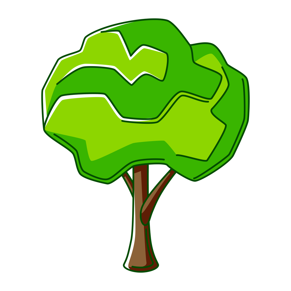 Illustration of green tree. Ecology icon or image for environment protection.. Illustration of green tree. Ecology icon for environment protection.