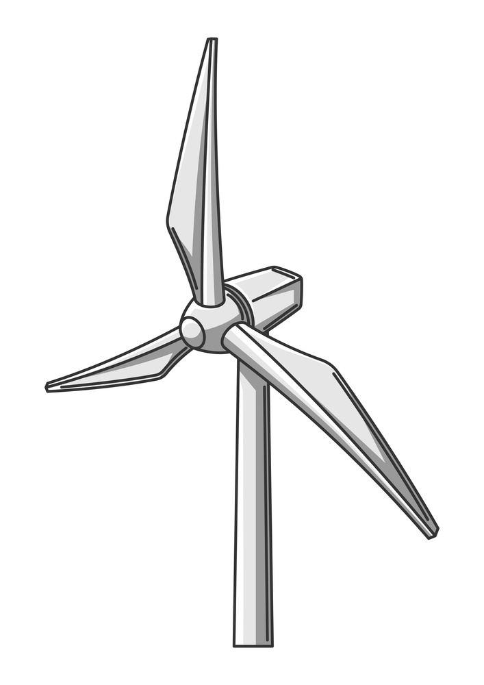 Illustration of wind turbine. Ecology icon or image for environment protection.. Illustration of wind turbine. Ecology icon for environment protection.