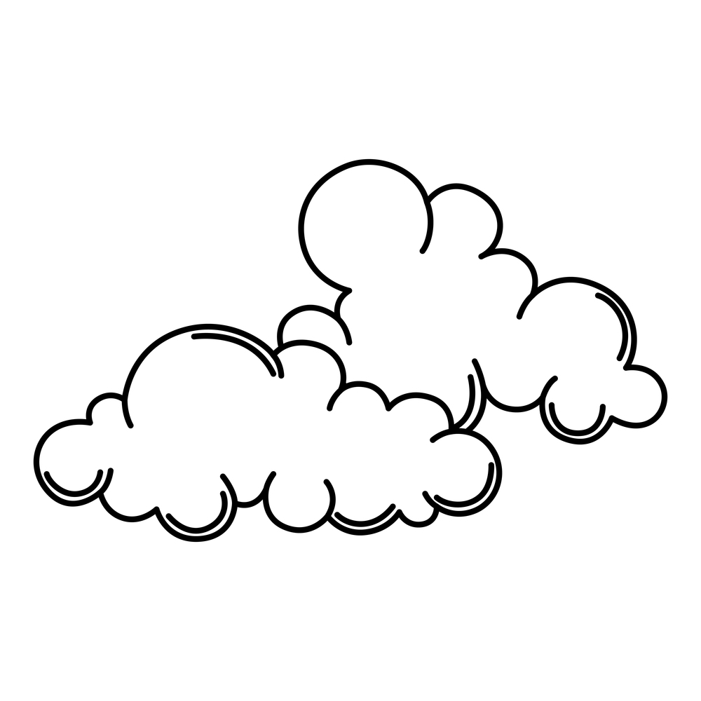 Silized clouds. Decorative tattoo art. Isolated vector illustration. Black and white simbol.. Silized clouds. Decorative tattoo art. Isolated vector illustration.