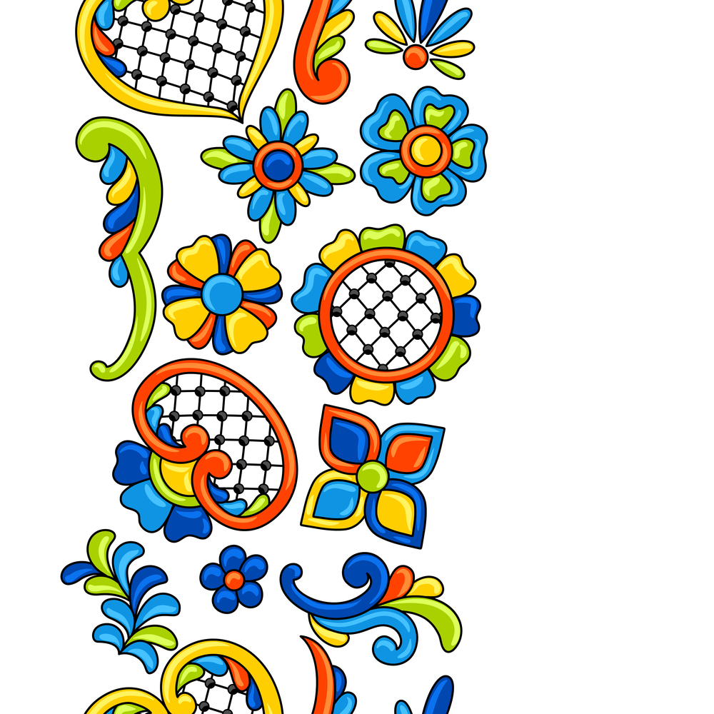 Mexican talavera seamless pattern. Decorative background with ornamental flowers. Traditional tile decorative objects. Ethnic folk ornament.. Mexican talavera seamless pattern. Decorative background with ornamental flowers. Background with mexican talavera pattern. Decoration with ornamental flowers.
