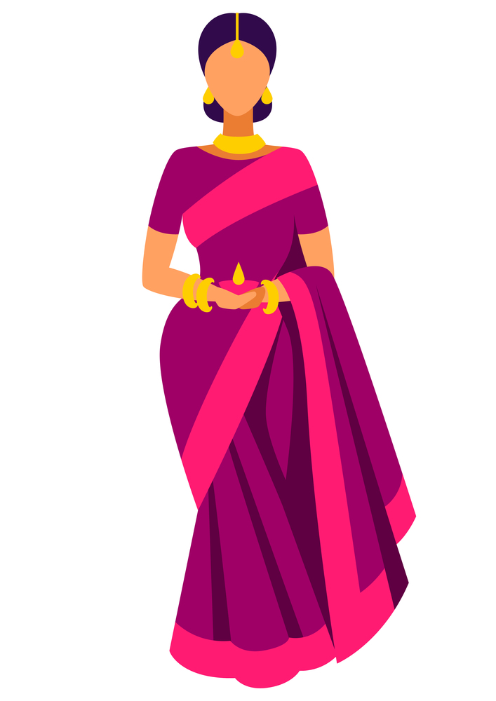 Illustration of Diwali woman with oil lamp. Deepavali or dipavali festival of lights. Indian Holiday image of traditional symbol.. Illustration of Diwali woman with oil lamp. Deepavali or dipavali festival of lights.