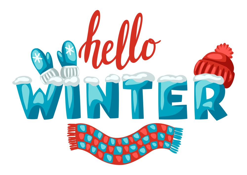 Cute clothes mittens, hat and scarf. Winter stylized illustration. Merry Christmas holiday and vacation time.. Cute clothes mittens, hat and scarf. Winter stylized illustration. Merry Christmas holiday and vacation.