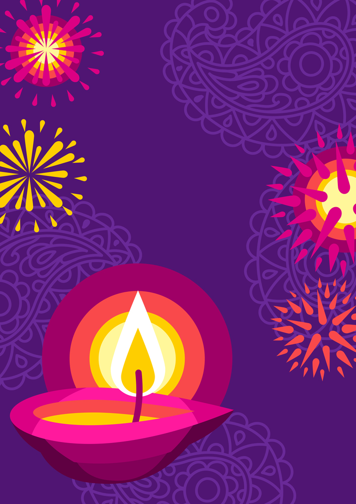 Happy Diwali greeting card. Deepavali or dipavali festival of lights. Indian Holiday background with traditional symbols.. Happy Diwali greeting card. Deepavali or dipavali festival of lights.