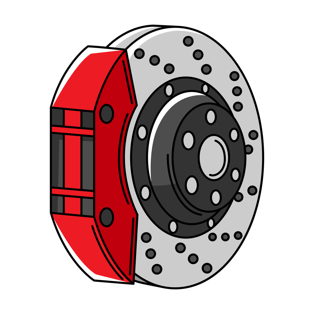 Illustration of car brake disk. Auto center repair item. Business icon. Transport service image for advertising.. Illustration of car brake disk. Auto center repair item. Business icon.