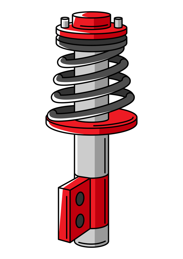 Illustration of car suspension with spring. Auto center repair item. Business icon. Transport service image for advertising.. Illustration of car suspension with spring. Auto center repair item. Business icon.