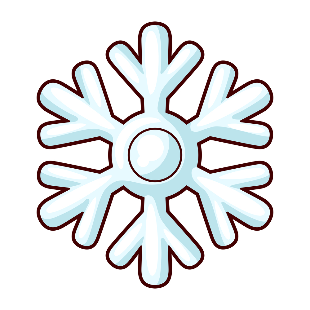 Illustration of funny snowflake. Sweet Merry Christmas item. Cute symbol in cartoon style.. Illustration of snowflake. Sweet Merry Christmas item. Cute symbol in cartoon style.