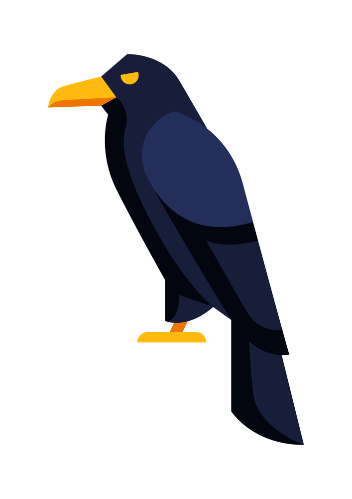 Illustration of stylized raven. Image of wild bird in simple style. Vector icon.. Illustration of stylized raven. Image of wild bird in simple style.