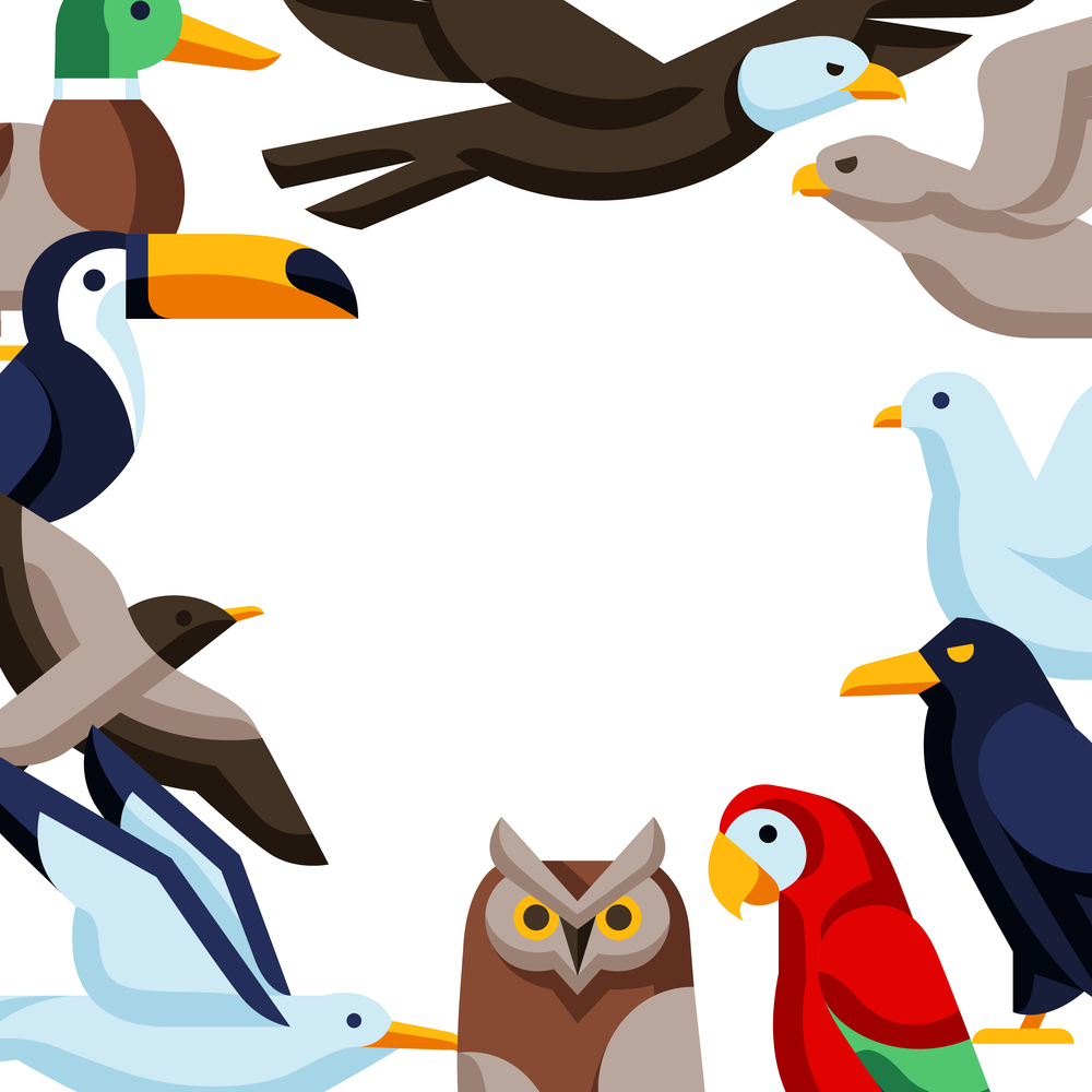 Background with stylized birds. Image of wild birds in simple style. Vector icons.. Background with stylized birds. Image of wild birds in simple style.