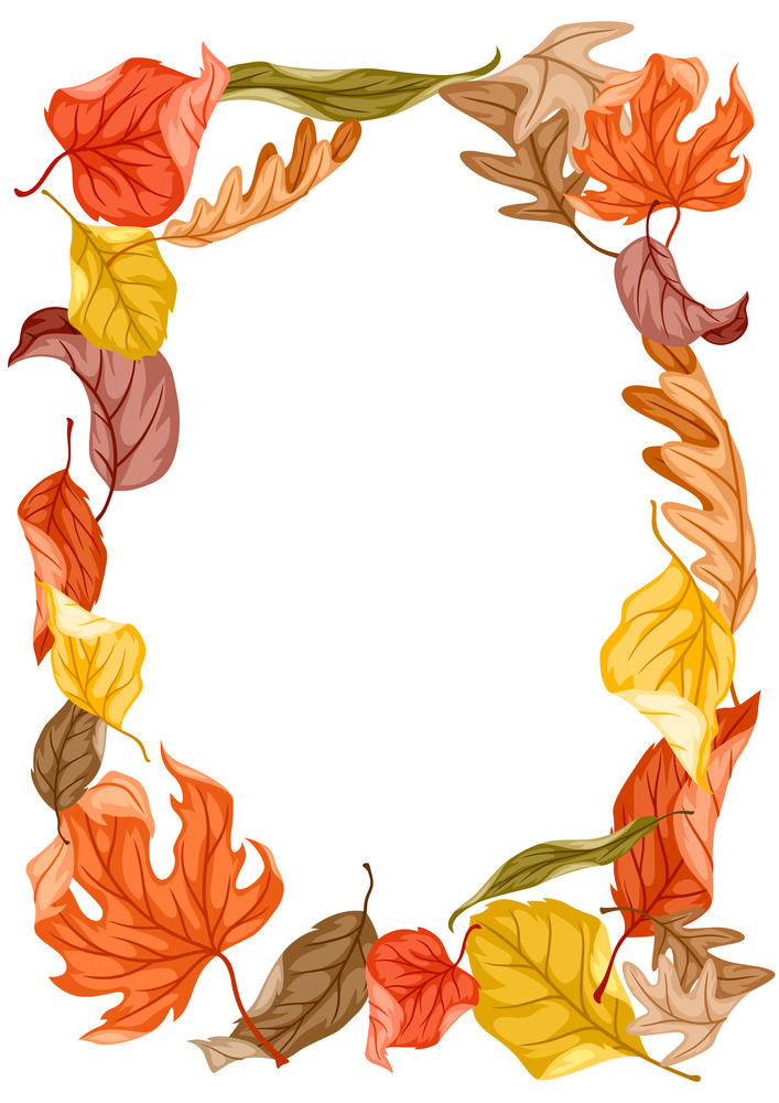 Frame with autumn foliage. Illustration of falling leaves.. Frame with autumn foliage. Illustration of leaves.