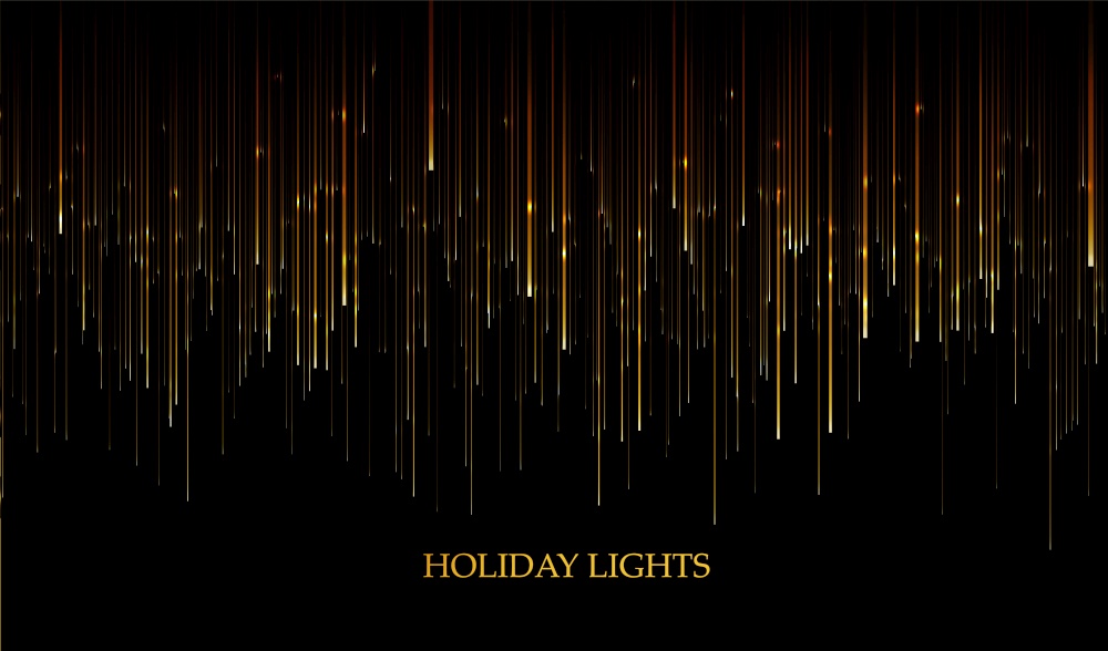 Abstract golden rain. Curtain of golden particles on a black background. Holiday banner for award show, presentation, website design.. curtain of golden particles on a black background