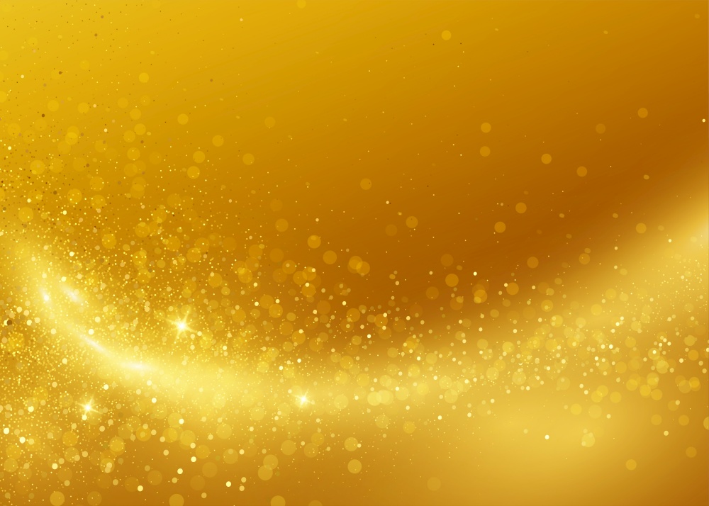 Holiday Abstract shiny color gold design element and glitter effect on golden background. For website, greeting, discount voucher, greeting and poster design. Holiday Abstract shiny color gold design element