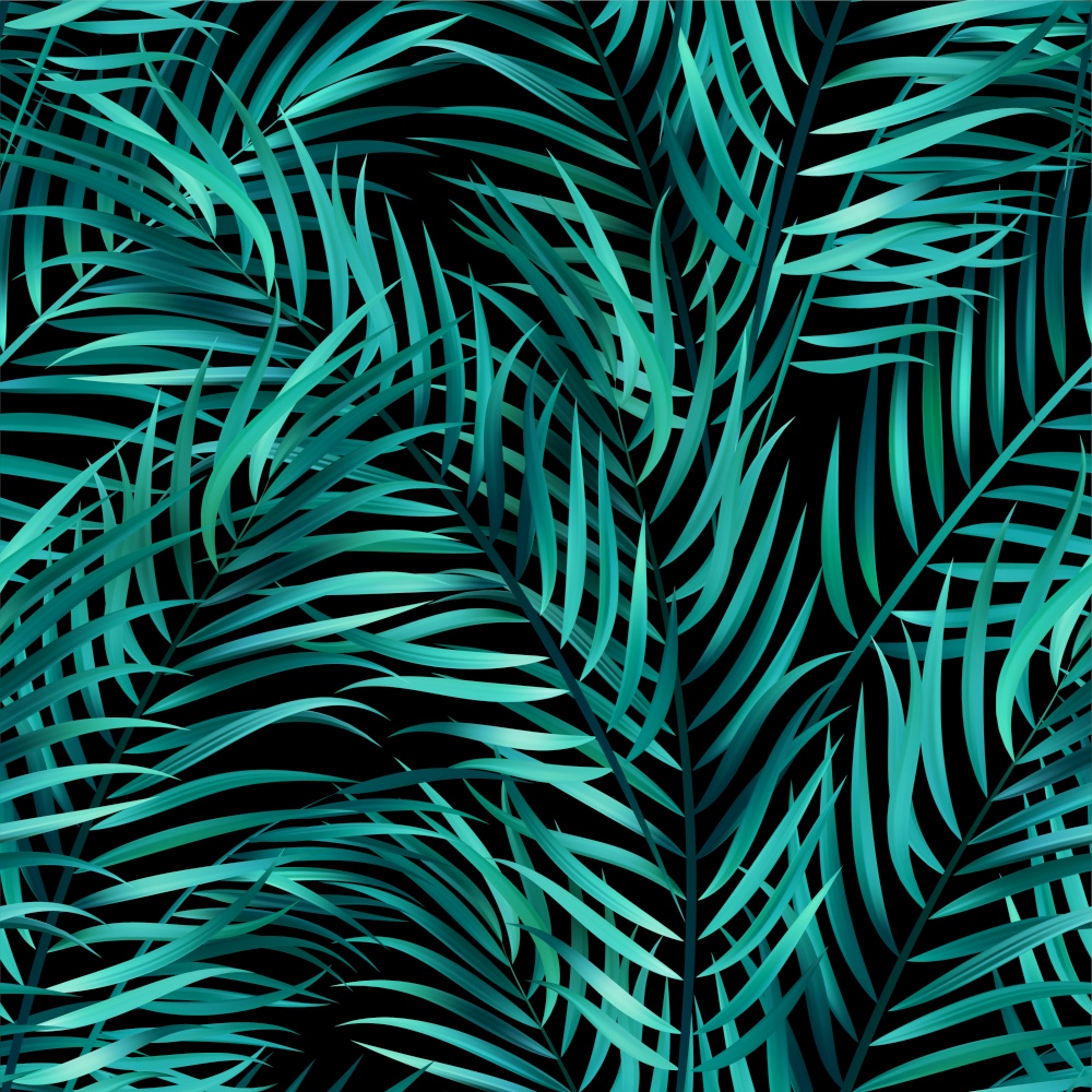 Tropical green palm leaves, jungle leaves seamless vector floral pattern background.. Tropical palm leaves, jungle leaves seamless vector floral pattern background