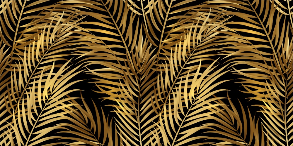 Tropical gold palm leaves, jungle leaves seamless vector floral pattern background.. Tropical palm leaves, jungle leaves seamless vector floral pattern background