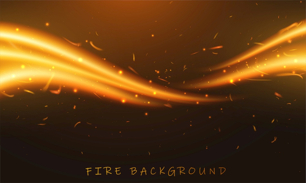 Vector illustration of burning fire flame on black background. Realistic blaze. illustration of burning fire flame on black background