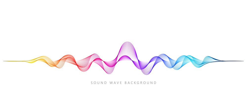 Vector background with spectrum color abstract wave dots. Modern science banner halftone effect. Music equalizer or soundwave concept. Vector background with color abstract wave dots