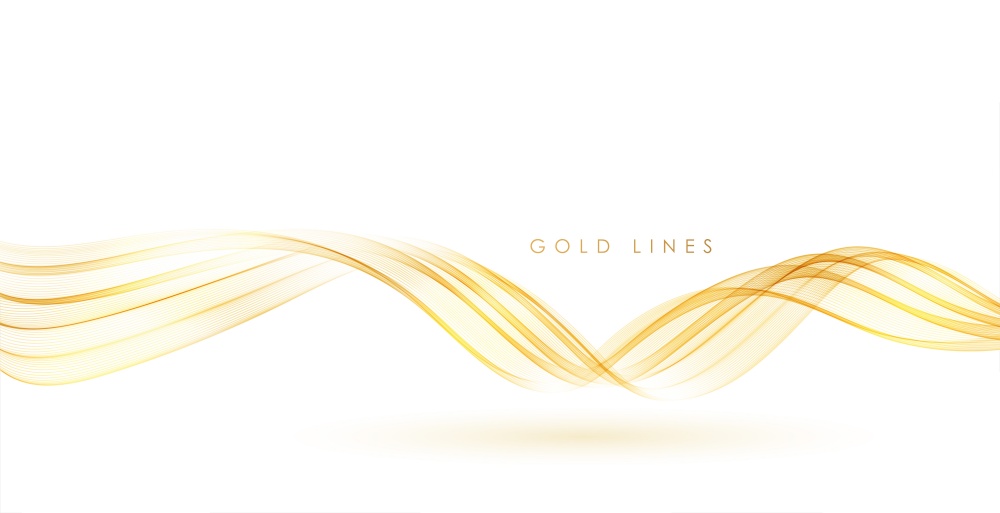 Vector abstract elegant colorful flowing gold wave lines isolated on white background. Design element for wedding invitation, greeting card. Vector abstract colorful flowing gold wave lines isolated on white background. Design element for wedding invitation, greeting card
