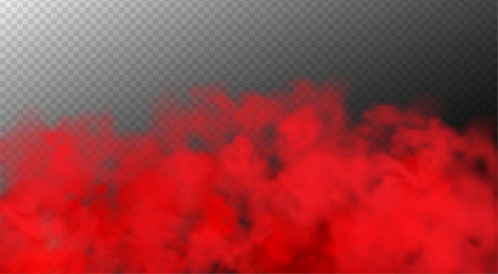 Vector Abstract realistic fog cloud design element on transparent background. Red smoke For website, greeting, discount voucher, greeting and poster design. Vector Abstract realistic fog cloud design element