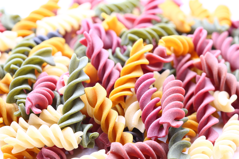 in the white background and copy space the raw colors pasta concept of diet healthy and cuisine
