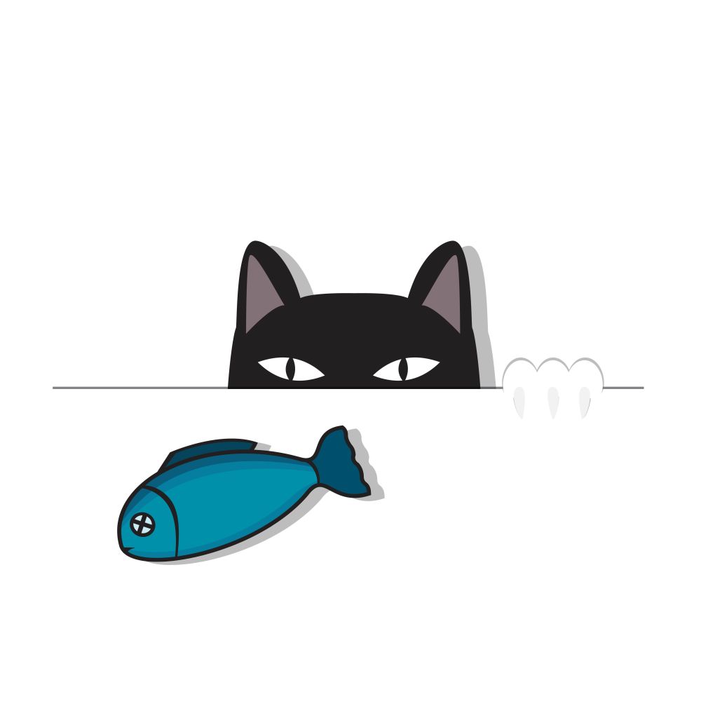 Cat catches fish