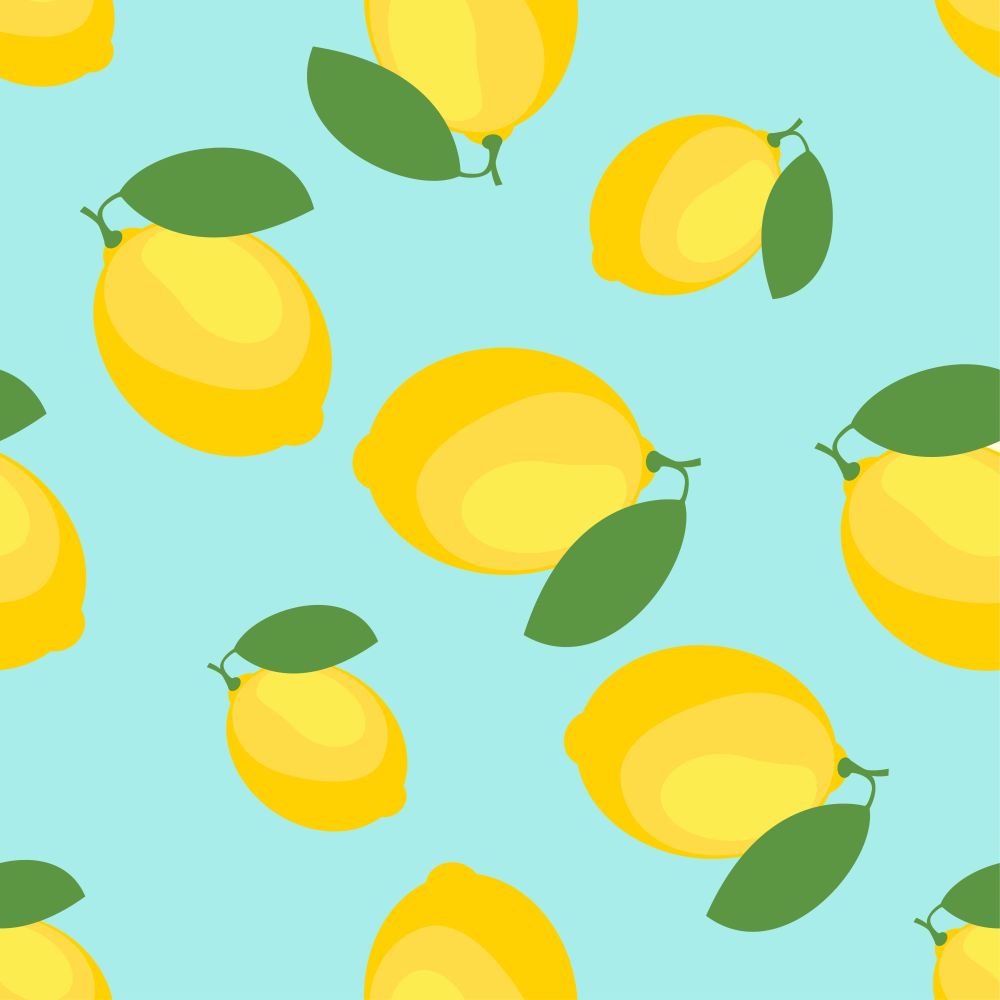 Lemon and sliced lemon vector pattern background.