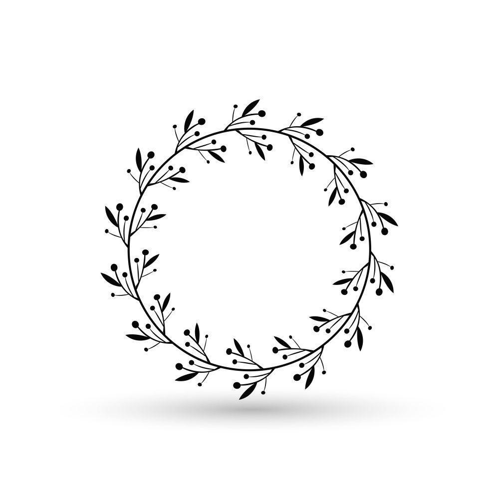 illustration of hand drawn floral wreath.