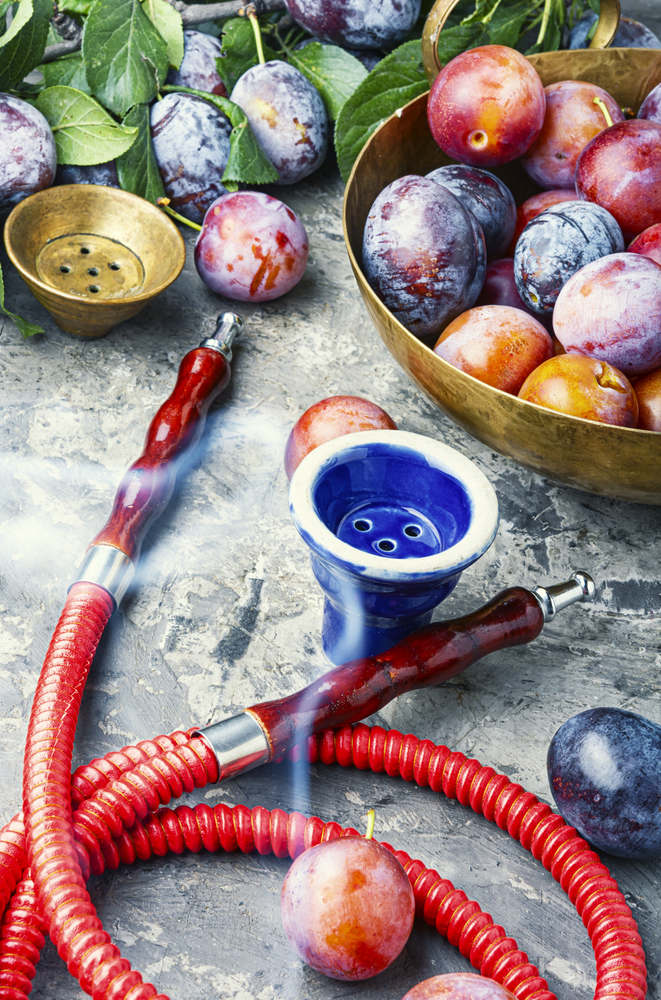 Turkish tobacco hookah with plum aroma.Kalian with plum. Shisha with plum flavor