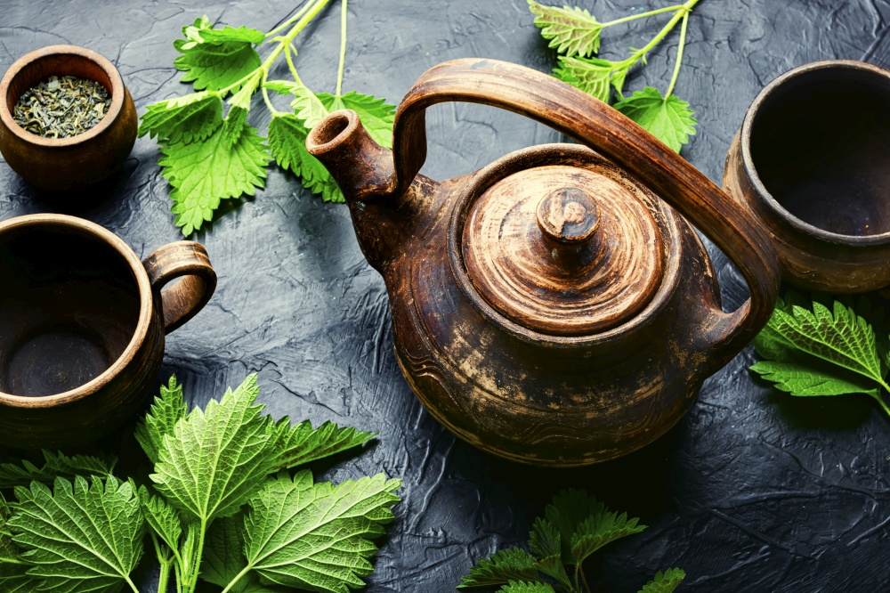 Herbal tea with nettle leaves.Herbal medicine,homeopathy. Herbal tea with nettle,stinging nettle