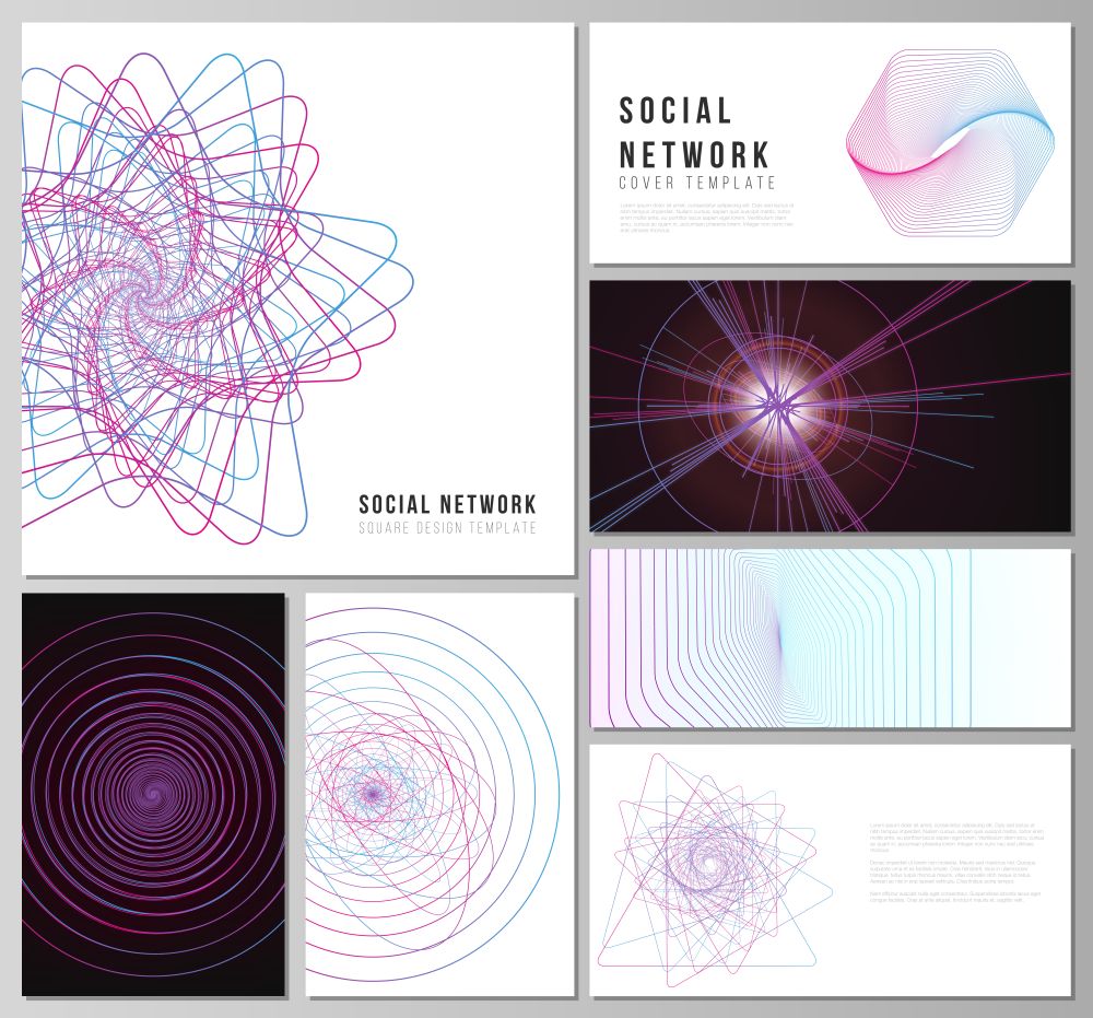 Vector illustration of the editable layouts of modern social network mockups in popular formats. Random chaotic lines that creat real shapes. Chaos pattern, abstract texture. Order vs chaos concept. Vector illustration of the editable layouts of modern social network mockups in popular formats. Random chaotic lines that creat real shapes. Chaos pattern, abstract texture. Order vs chaos concept.