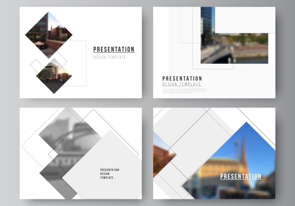 Vector layout of the presentation slides design business templates, multipurpose template with geometric simple shapes, lines and photo place for presentation brochure, brochure cover, business report.. Vector layout of the presentation slides design business templates, multipurpose template with geometric simple shapes, lines and photo place for presentation brochure, brochure cover, business report