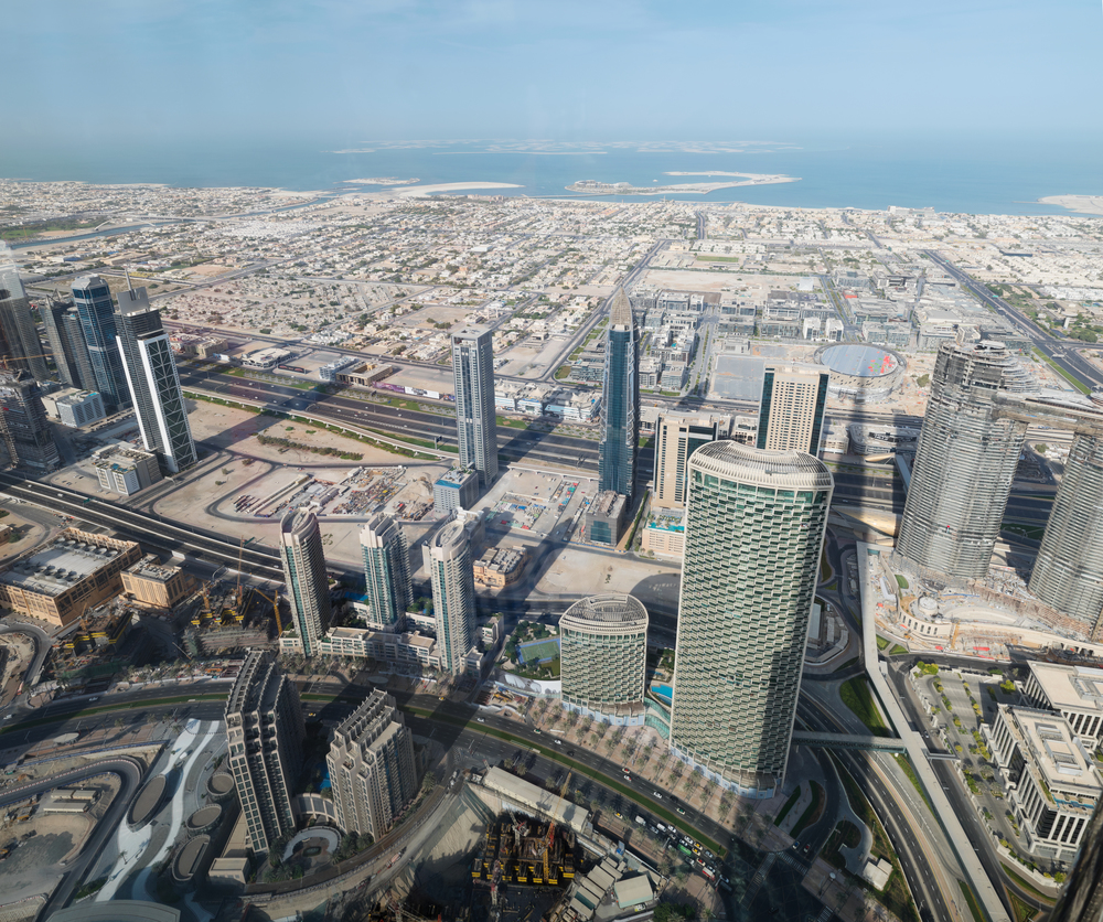 Dubai panorama from tall building